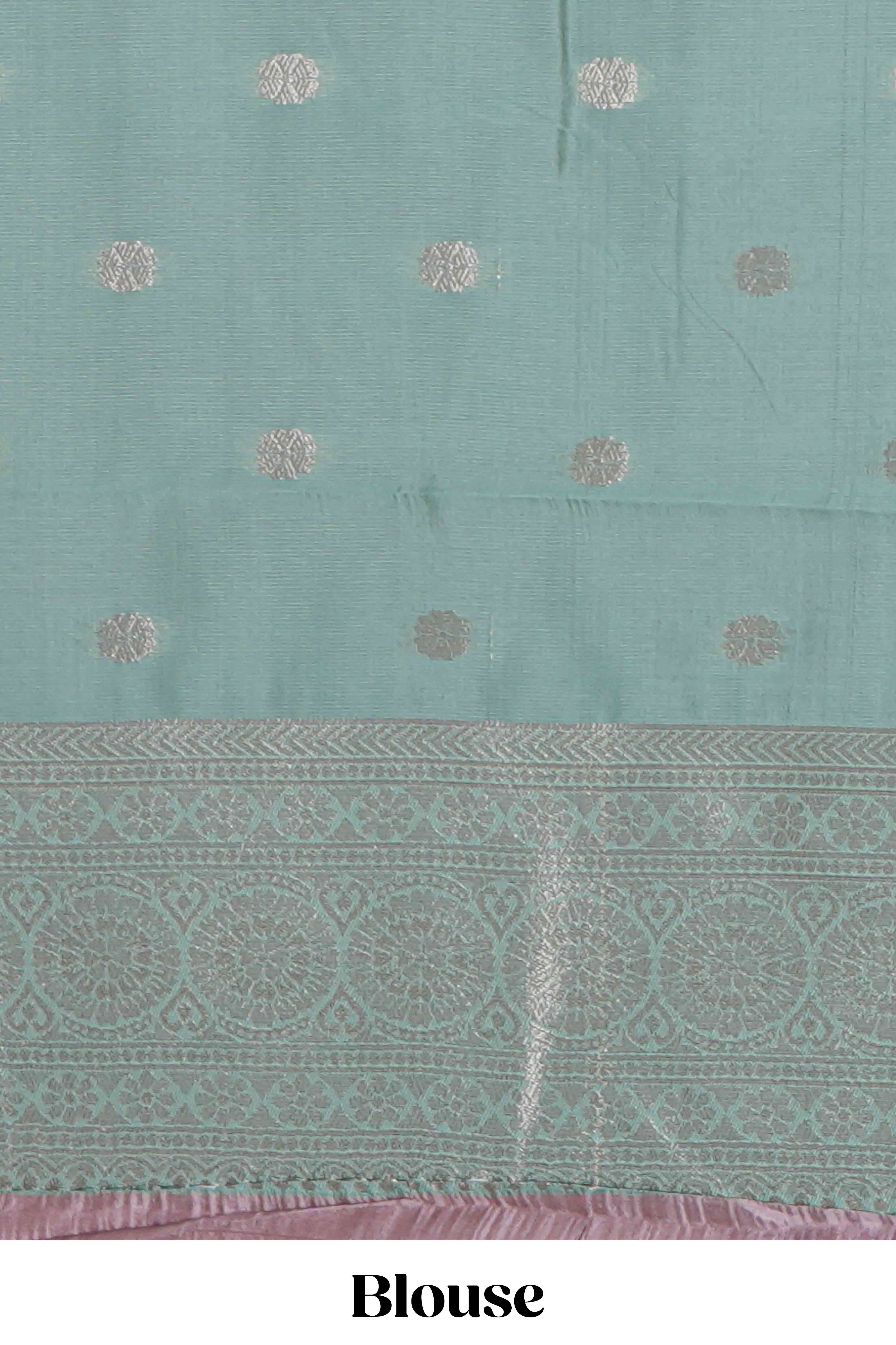 Dark brown checked floral & peacock motifs design art silk saree with contrast zari border and motifs blouse