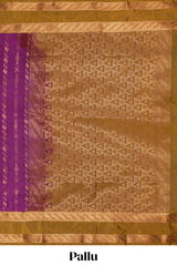 Purple striped zari design art silk saree with contrast zari border and matching blouse