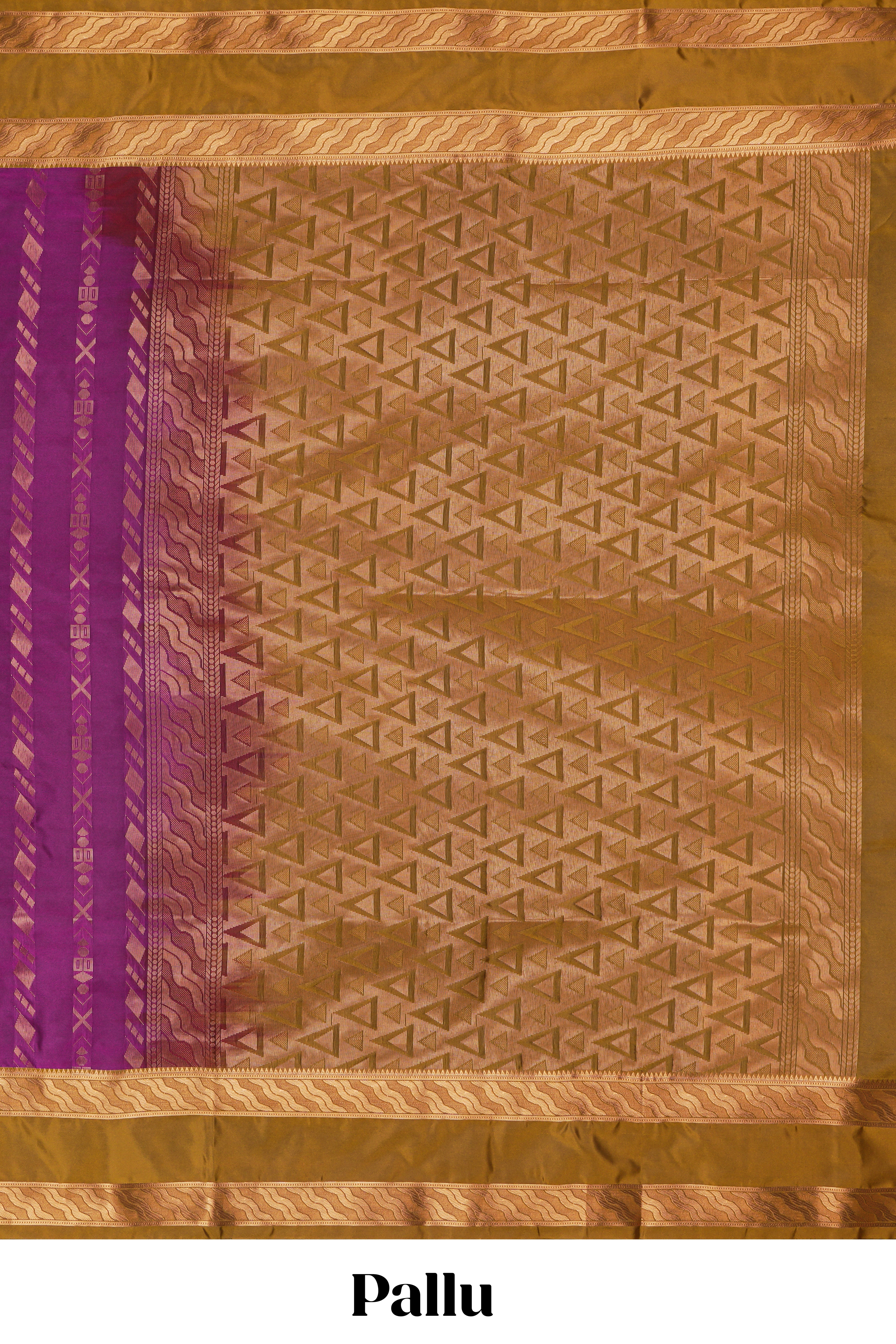 Purple striped zari design art silk saree with contrast zari border and matching blouse