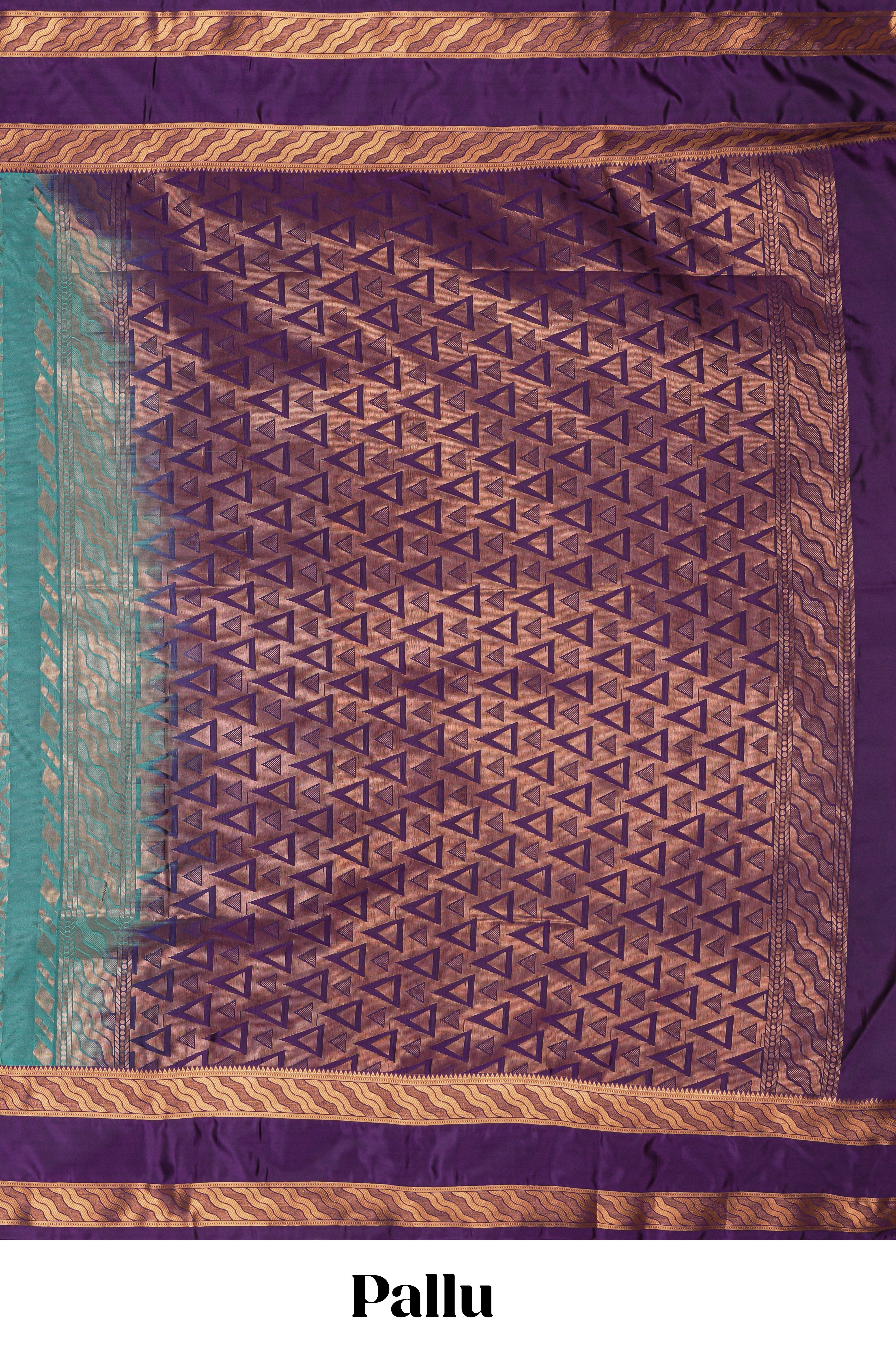 Turquoise green striped zari design art silk saree with contrast zari border and blouse