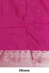 Green floral motifs design art silk saree with self traditional palak design border and contrast blouse