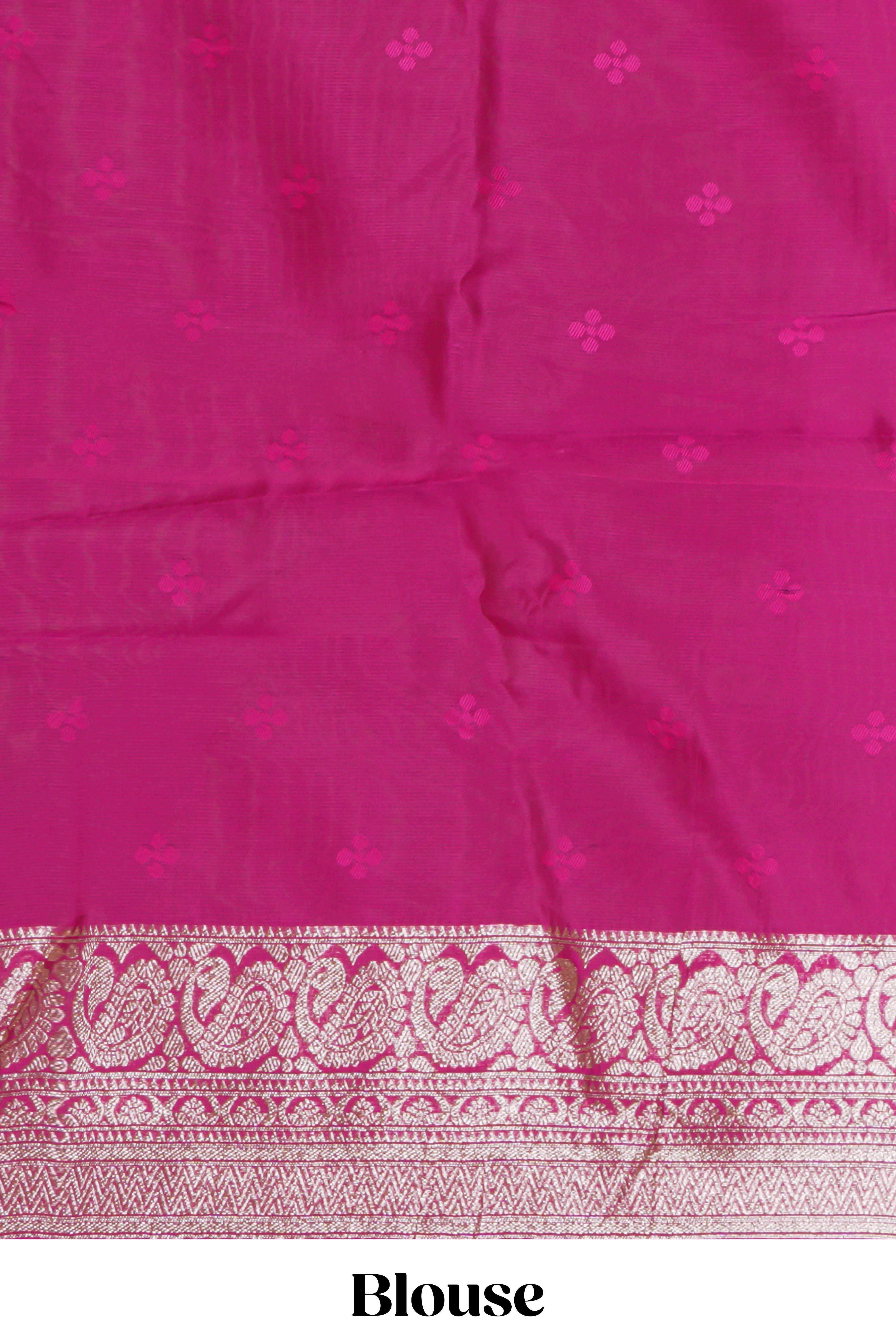 Green floral motifs design art silk saree with self traditional palak design border and contrast blouse