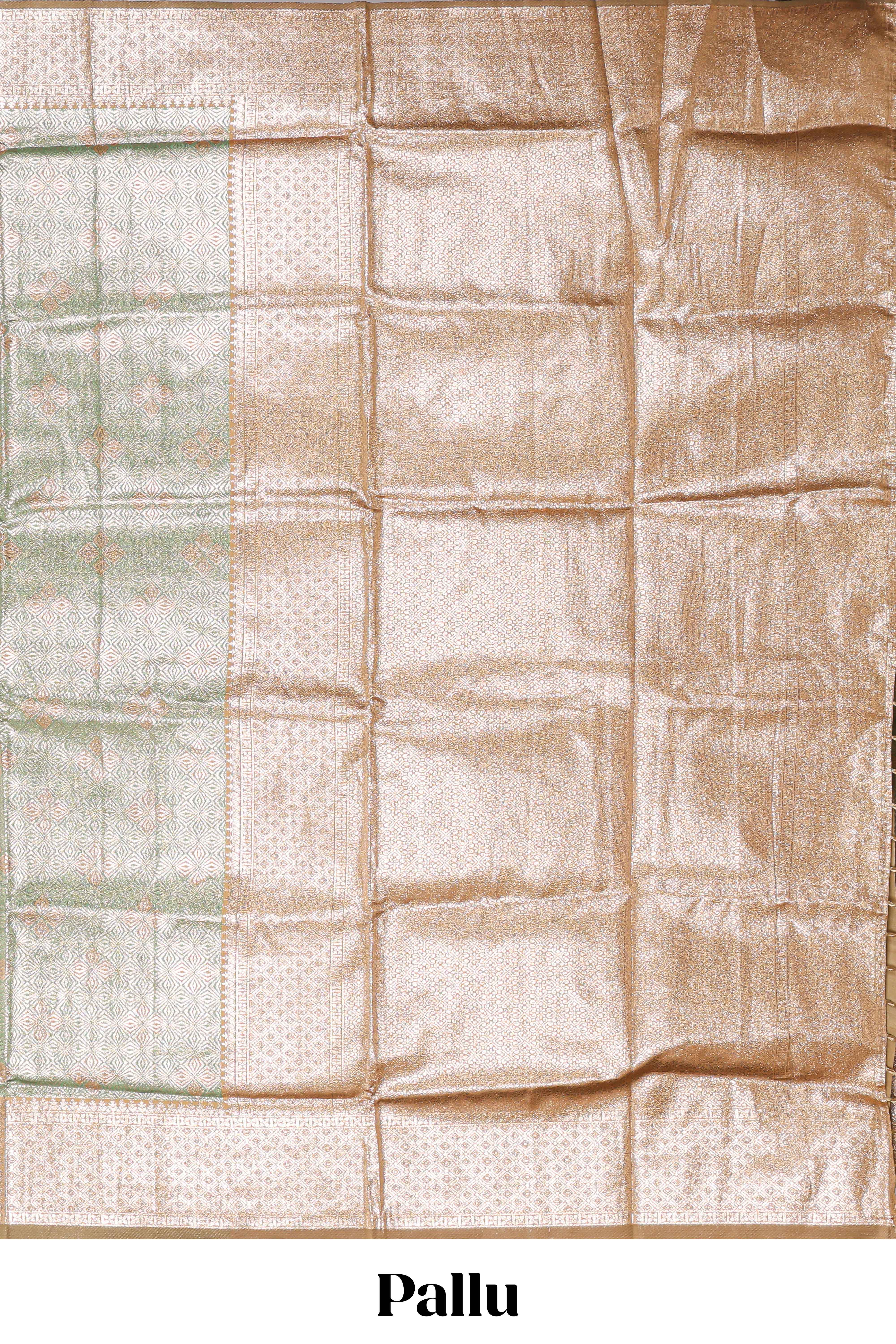 Green floral design art silk saree with contrast zari border and motifs blouse