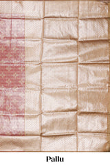 Pink floral design art silk saree with contrast zari border and motifs blouse