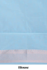 Lavender floral design art silk saree with contrast zari border and motifs blouse