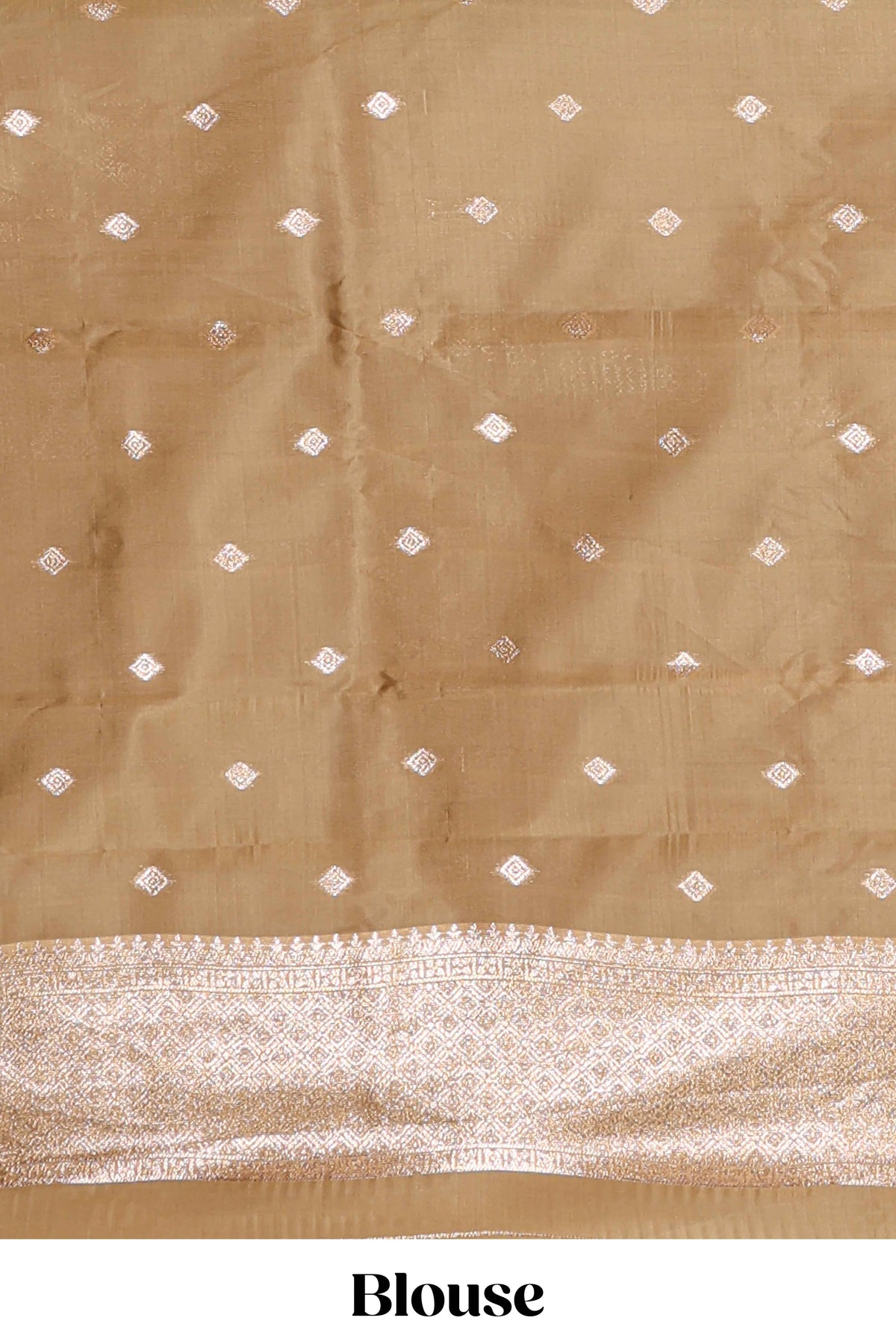 Green motifs design art silk saree with contrast zari border and motifs blouse