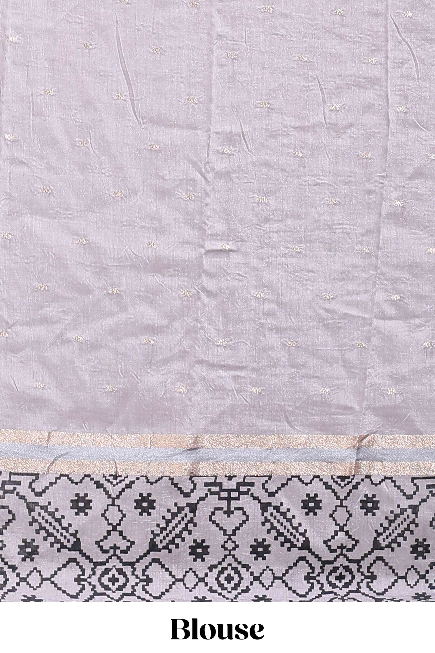 Faded lavender plain assam silk saree eith self ikkat style border and matching blouse