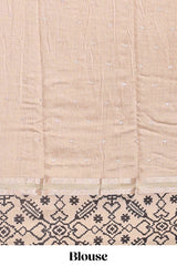 Sandal plain assam silk saree eith self ikkat style border and matching blouse