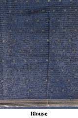 Elegant aqua blue Assam Silk saree with floral vine motifs detailed woven patterns contrastpallu and zari border alond with contrast blouse