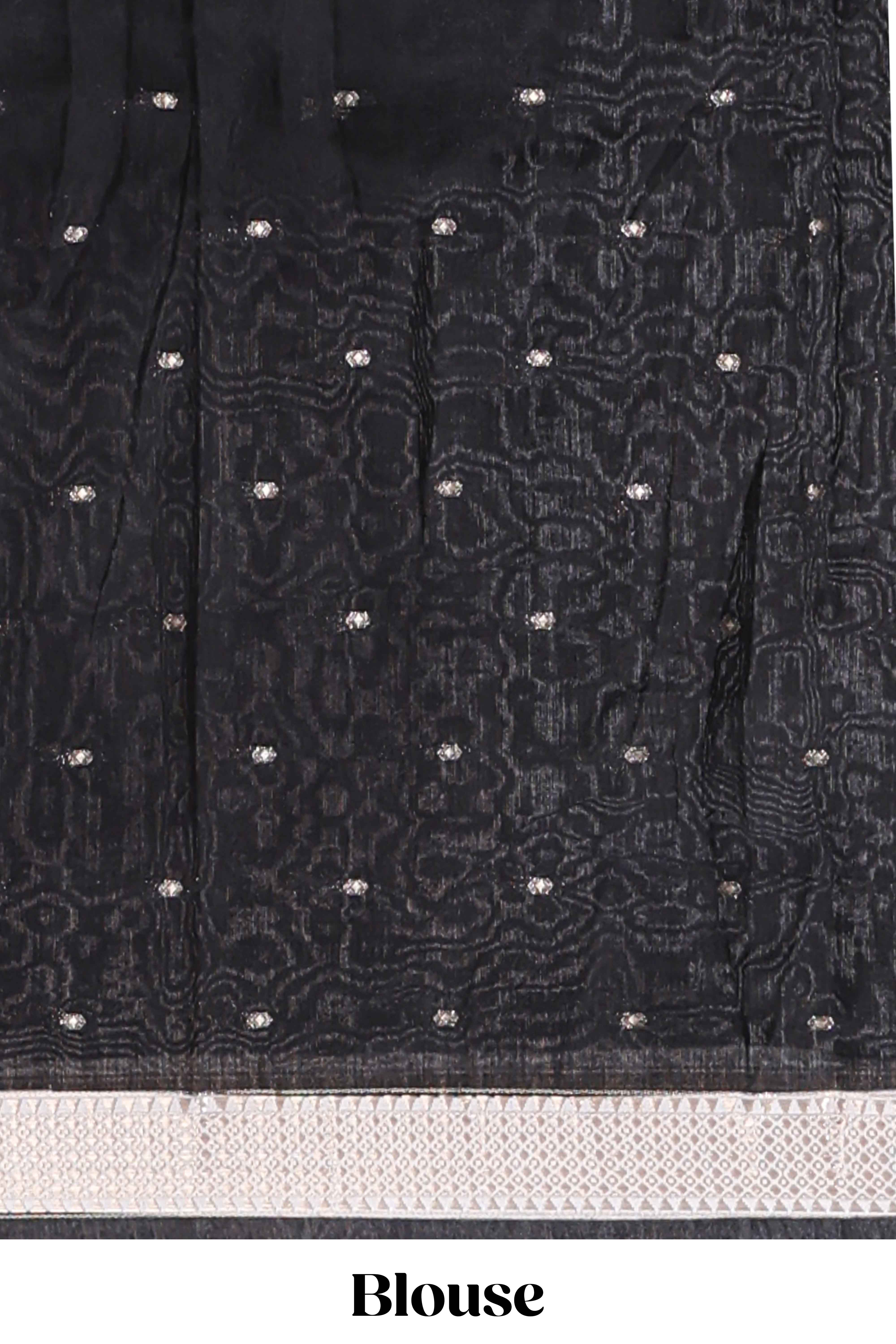 White ikkat style floral design assam silk saree with contrast zari border and motifs blouse