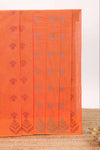 Orange motifs design bengal cotton saree with self border and matching blouse
