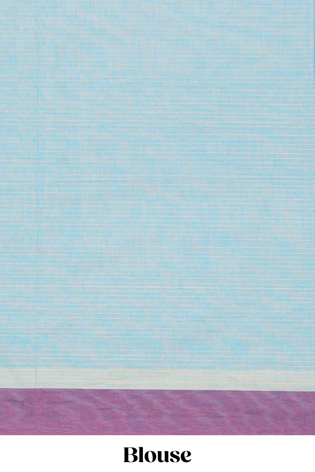 Light blue striped bengal cotton saree with contrast border and matching blouse