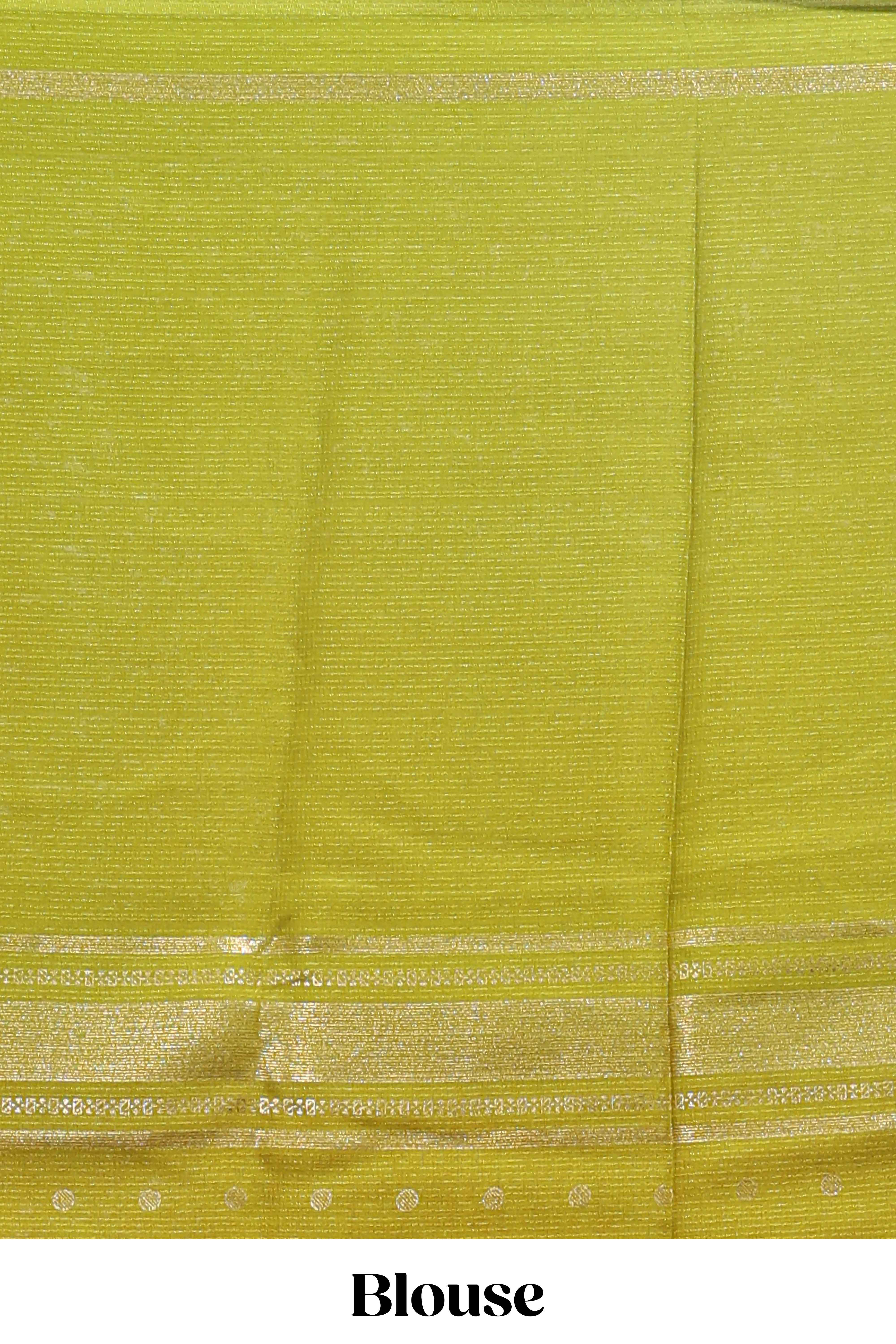 Red zari butta semi soft silk saree with contrast border and zari striped pallu