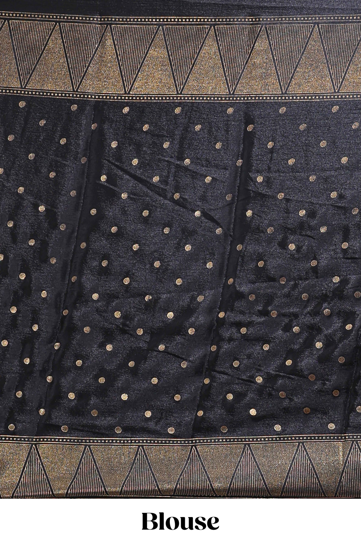Blue & black dual shade zari motifs semi soft silk saree with self border and striped pallu