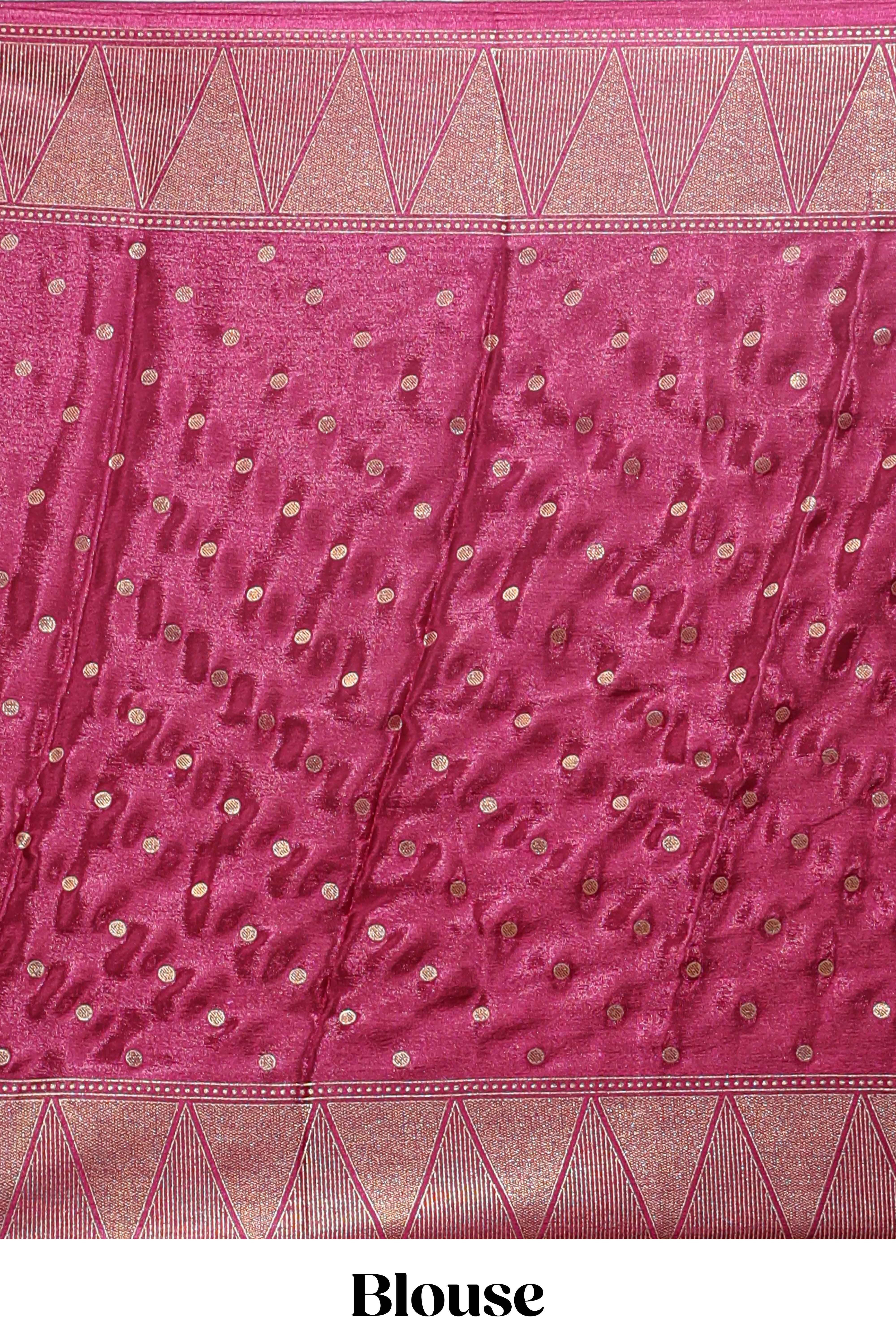Orange & maroon dual shade zari motifs semi soft silk saree with self border and striped pallu
