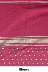 Green zari motifs semi soft silk saree with contrast border and striped pallu