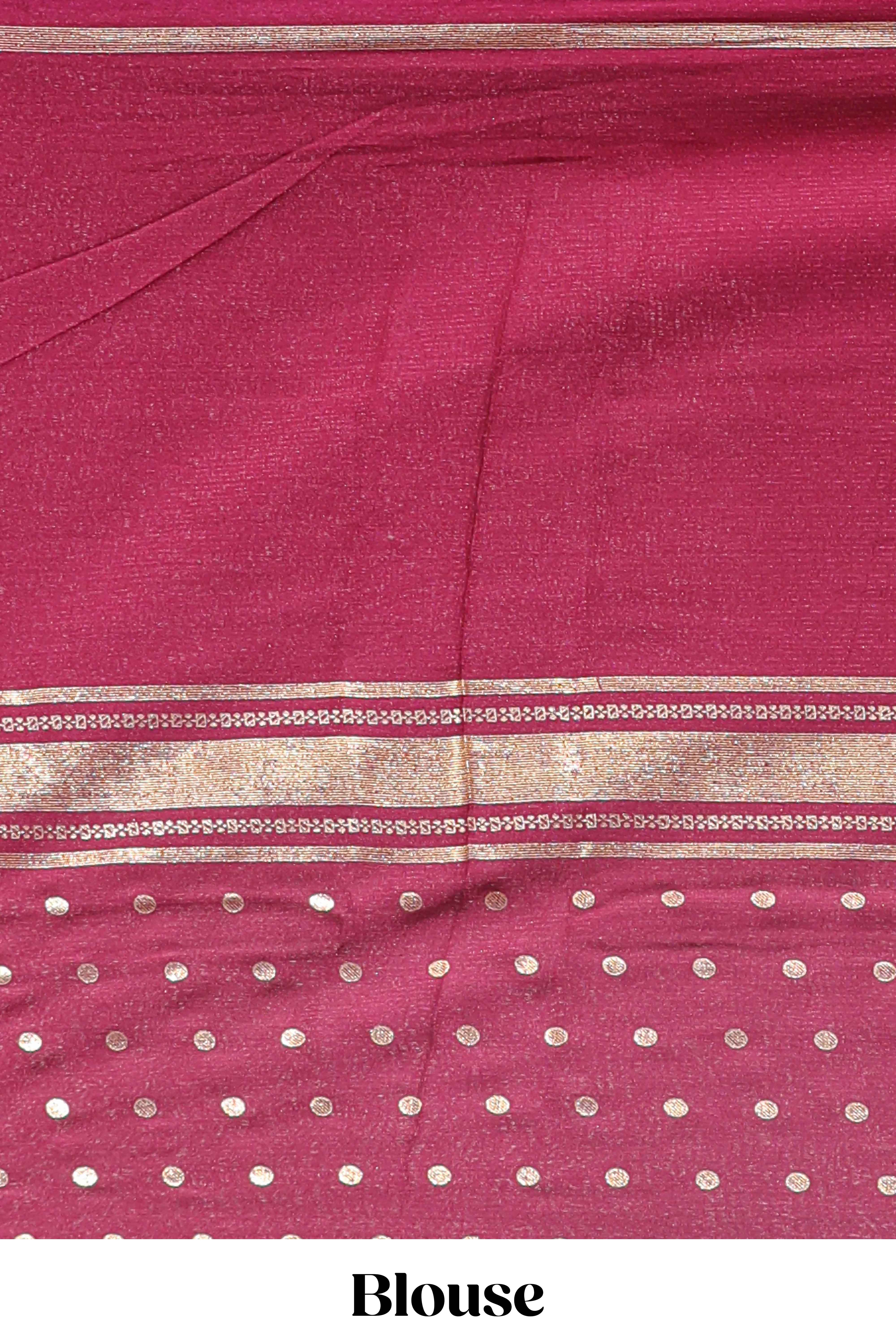 Green zari motifs semi soft silk saree with contrast border and striped pallu