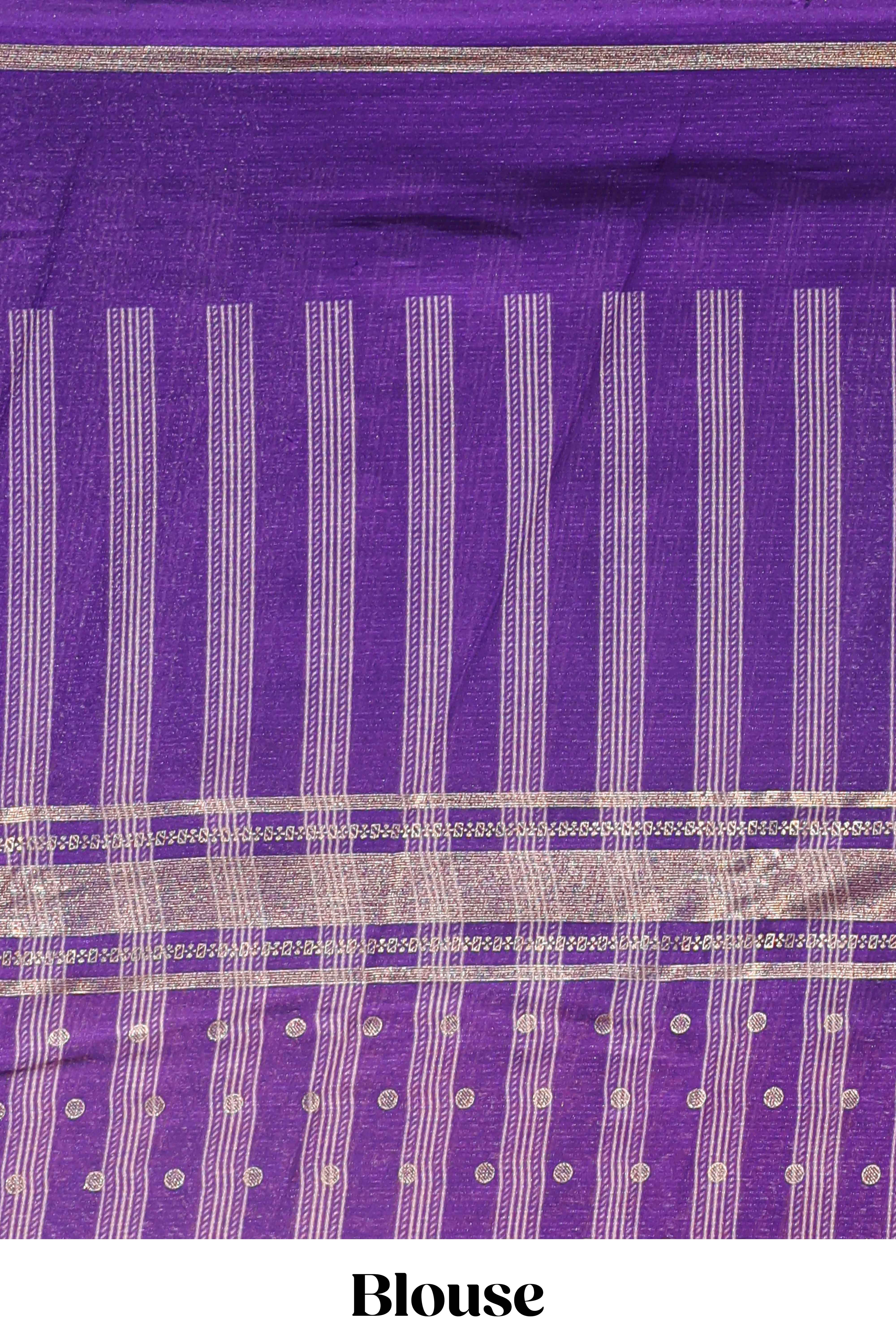 Orange zari motifs semi soft silk saree with contrast border and striped blouse