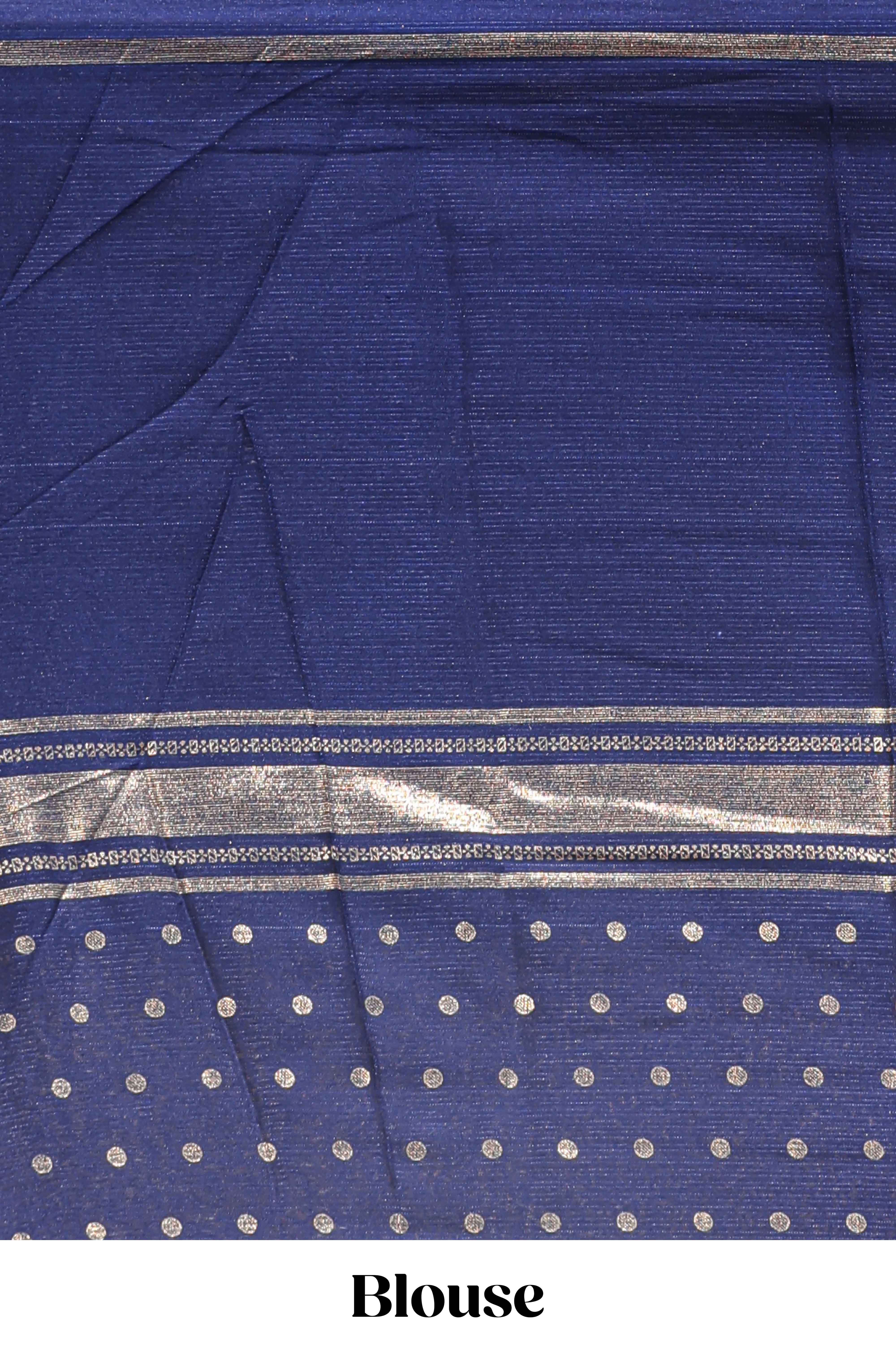 Yellow zari motifs semi soft silk saree with contrast border and striped blouse