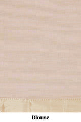 Peach striped floral design chirala cotton saree with self zari border and matching blouse