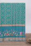 Green floral design chirala cotton saree with contrast border and matching blouse