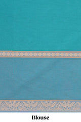 Green floral design chirala cotton saree with contrast border and matching blouse