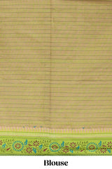Pink checked motifs design chirala cotton saree with contrast border and striped blouse