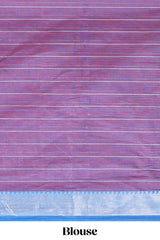 Rust red checked design chirala cotton saree with contrast border and striped blouse