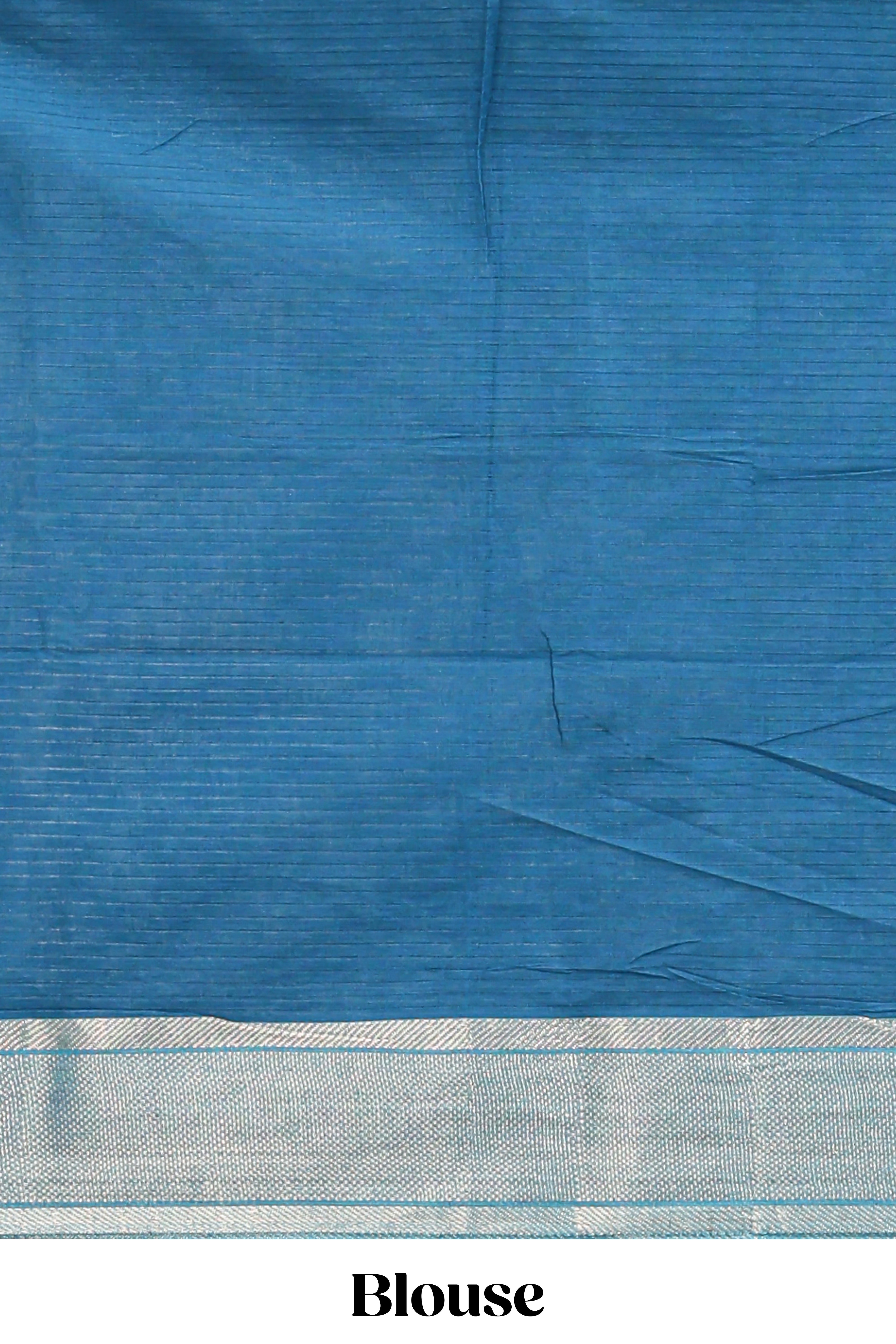 Stone blue striped design chirala cotton saree with contrast border and striped blouse