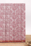 Dusty pink unique designed chirala cotton saree with contrast border and self geometric designed pallu
