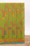 Green floral designed chirala cotton saree with self border and floral design pallu