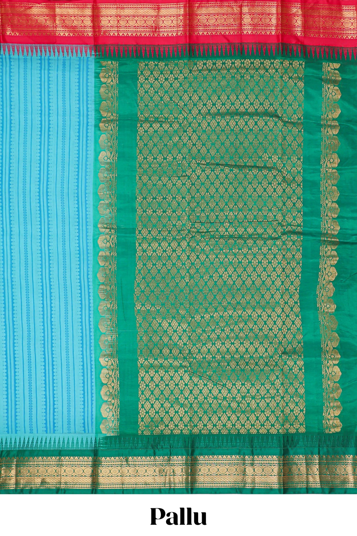 Blue striped chirala cotton saree with contrast zari border and pallu