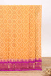 Mango yellow geometric floral design chirala cotton saree with contrast border and zari design pallu