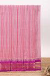 Pink striped chirala cotton saree with contrast zari border and pallu