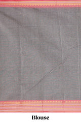 Mustard brown butta designed chirala cotton saree with contrast border and blouse