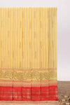 Yellow striped chirala cotton saree with contrast zari border and pallu