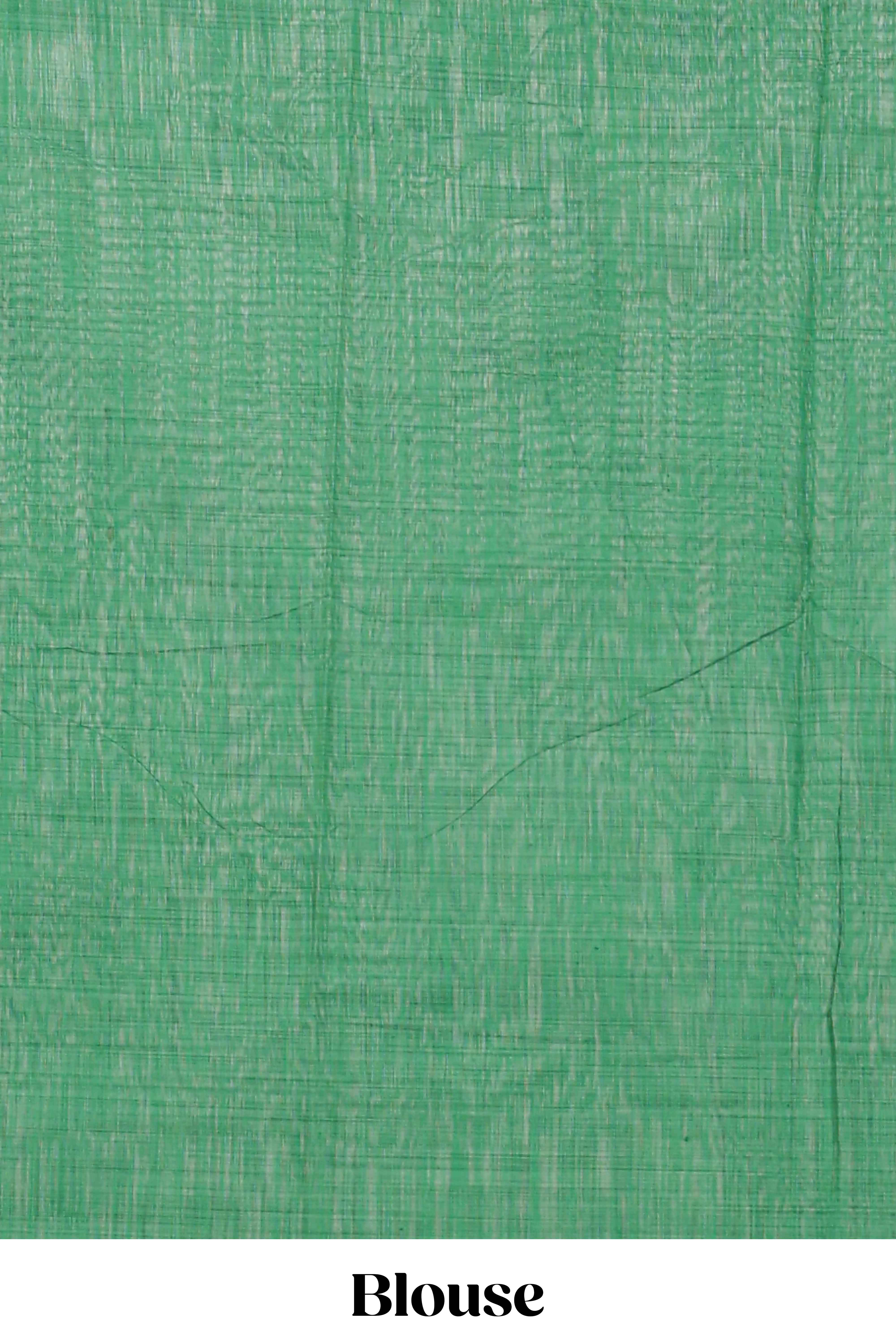 Candy peach striped floral butta design chirala cotton saree with self border and contrast blouse