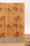 Mustard floral design chirala cotton saree with contrast border and blouse