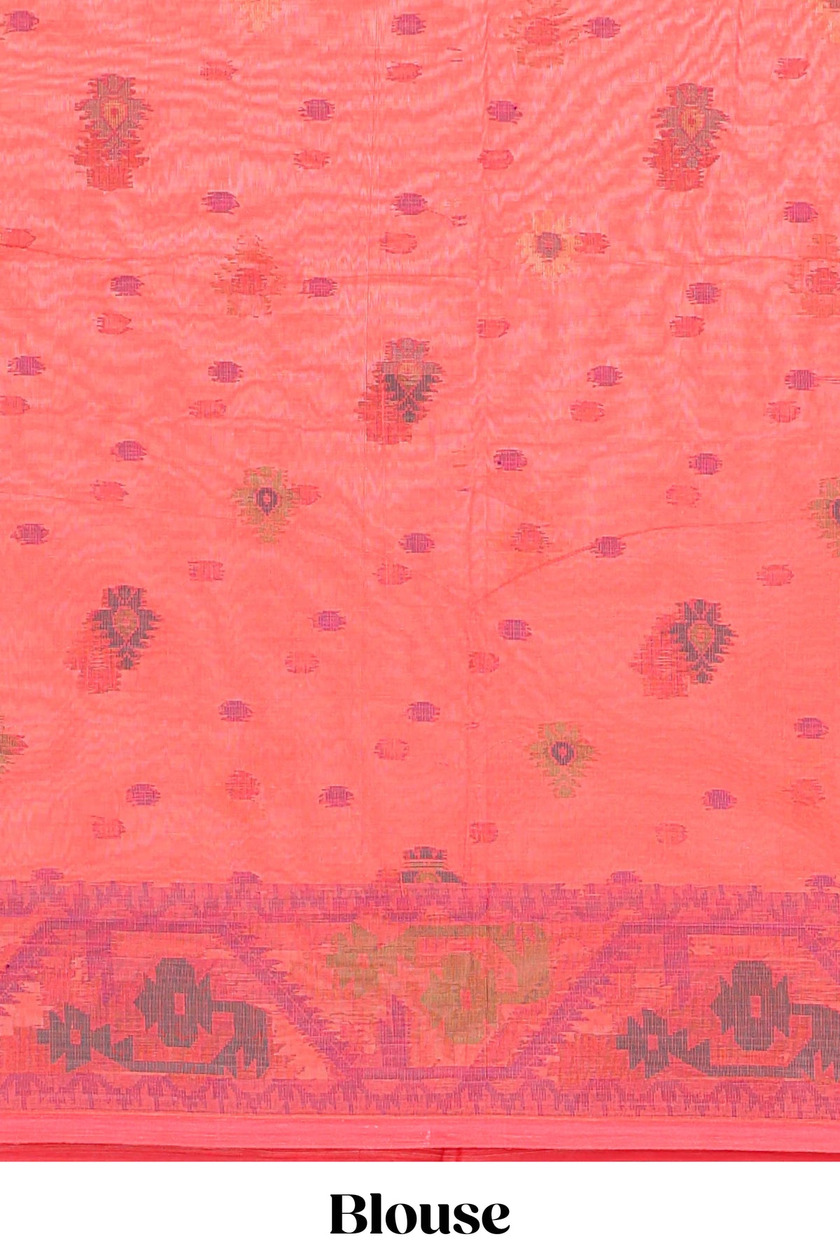 Pink floral motifs design chirala cotton saree with self border and matching blouse
