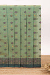 Green floral motifs design chirala cotton saree with self border and matching blouse