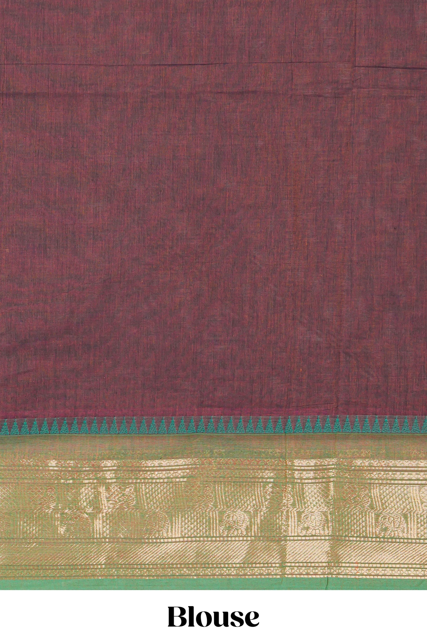 Brown thread motifs chettinad cotton saree with contrast zari border and matching striped pallu