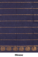 Violet zari striped sungudi cotton saree with contrast elephant border and pallu