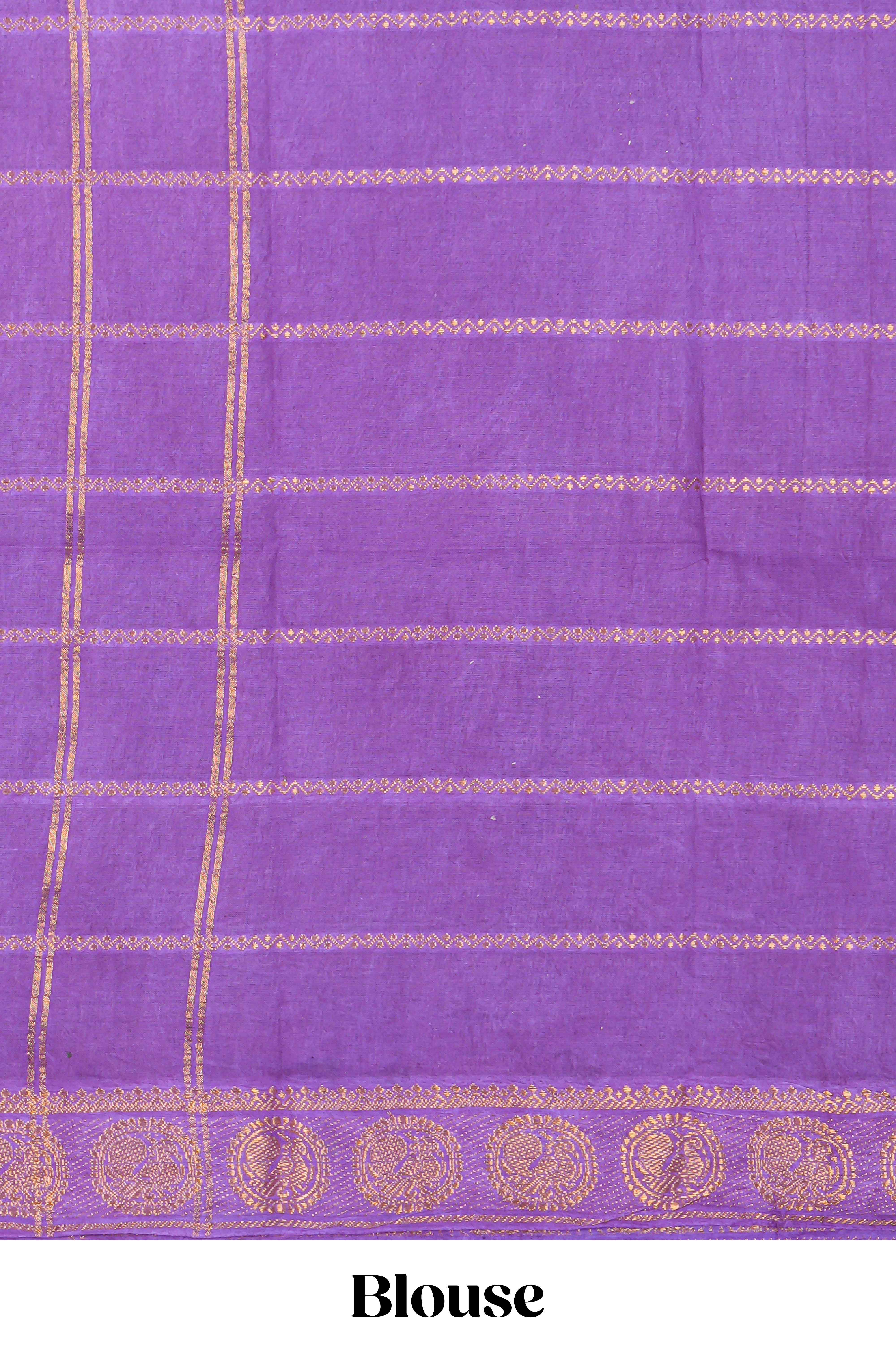 Dark blue zari striped sungudi cotton saree with contrast bird design zari border and pallu