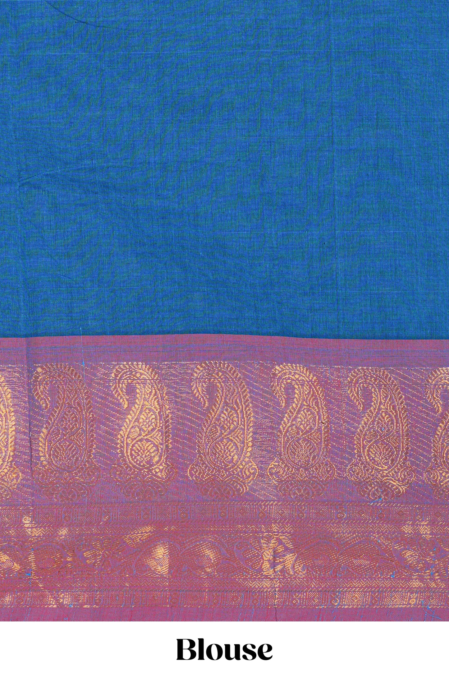 Blue plain chettinad cotton saree with contrast zari border and matching blouse