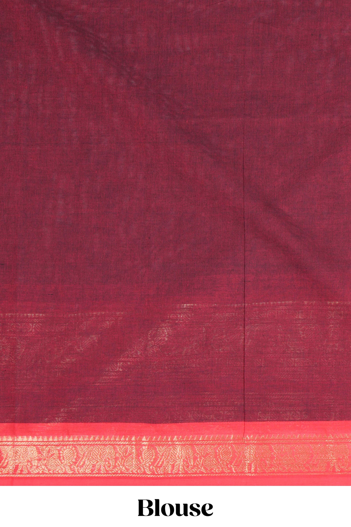 Maroon plain chettinad cotton saree with contrast zari border and matching striped pallu