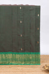 Green butta chettinad cotton saree with contrast zari border and matching blouse