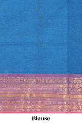 Midnight blue butta chettinad cotton saree with contrast border and matching blouse