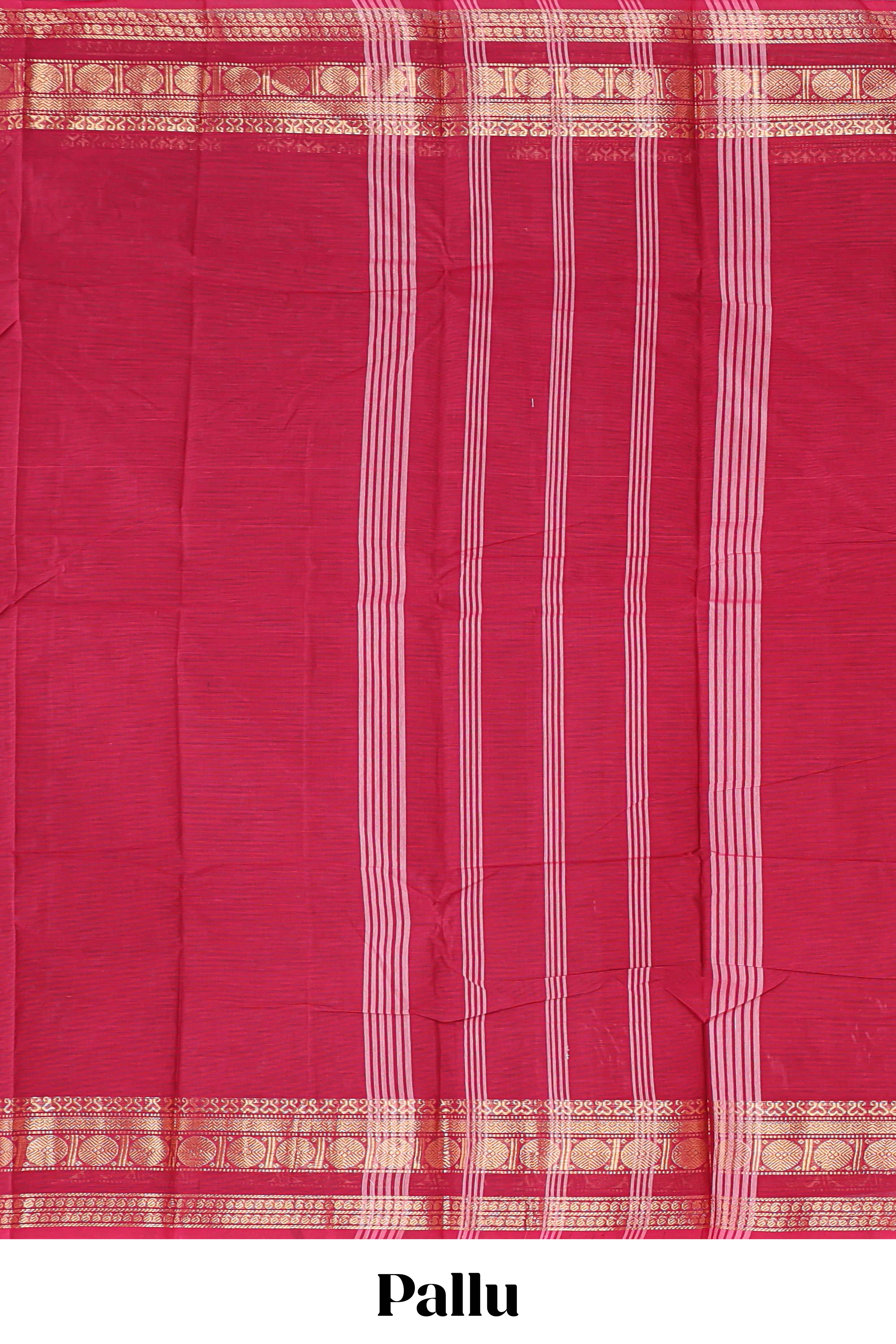 Maroon plain chettinad cotton saree with self zari border and matching blouse