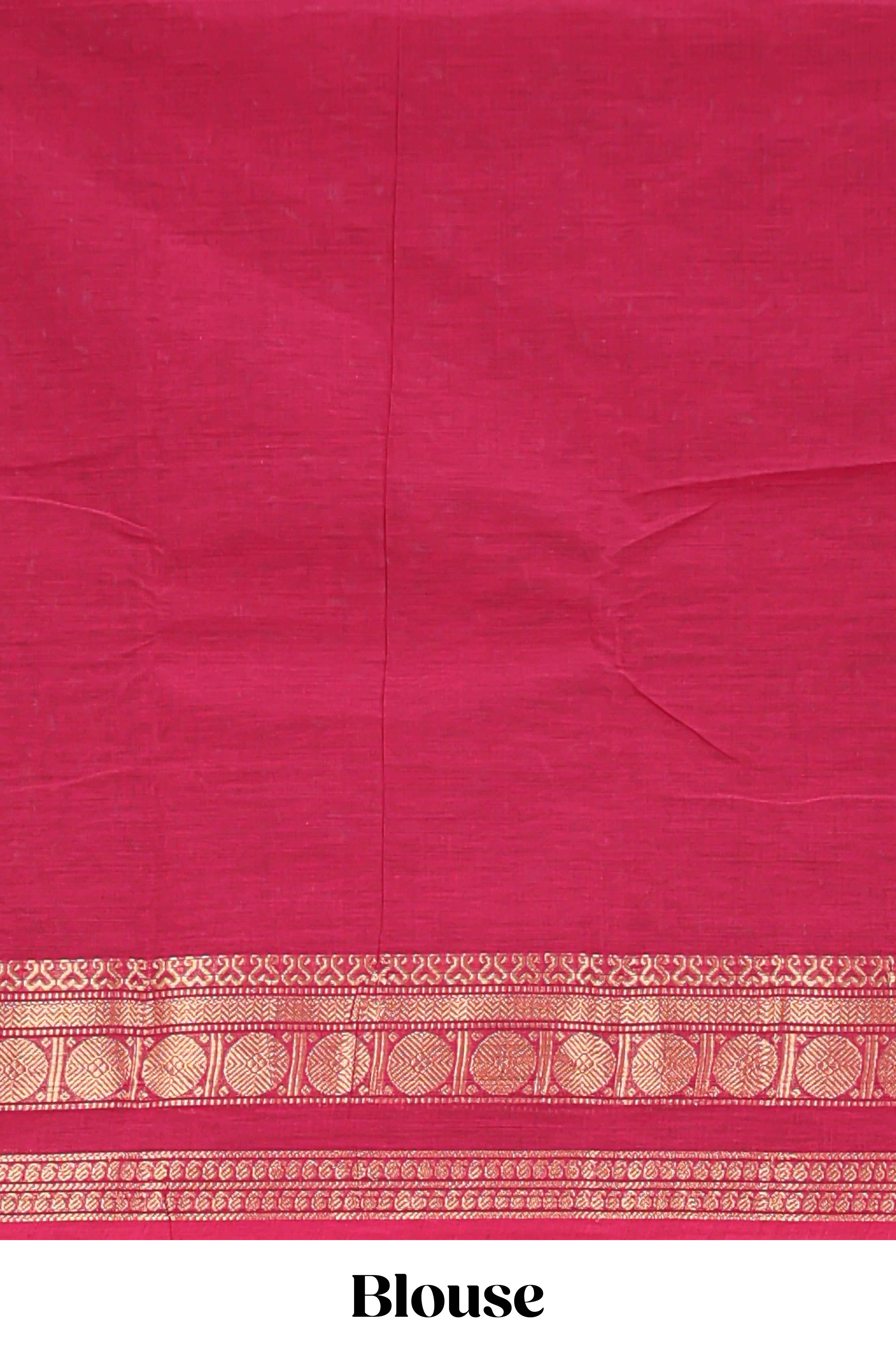 Maroon plain chettinad cotton saree with self zari border and matching blouse
