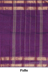 Plum purple plain chettinad cotton saree with contrast zari border and matching blouse